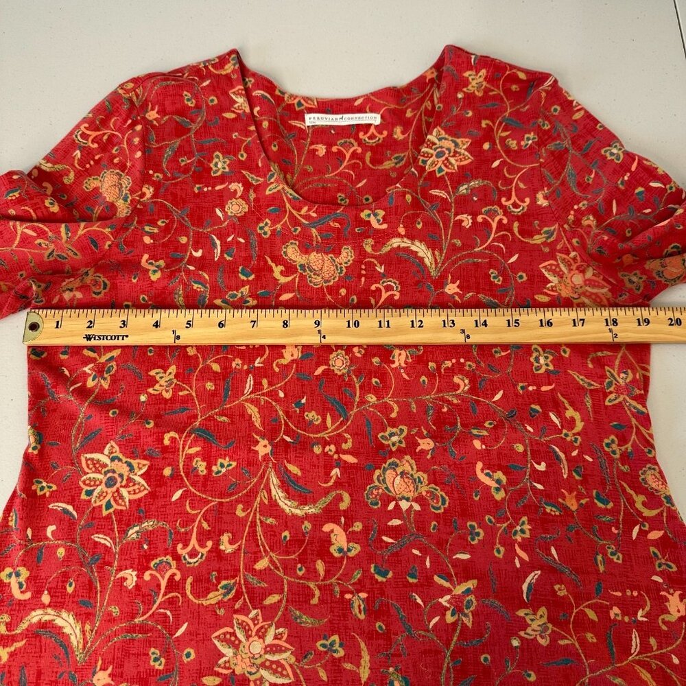Peruvian Connection Artemis Tunic Top Size L Flor… - image 6